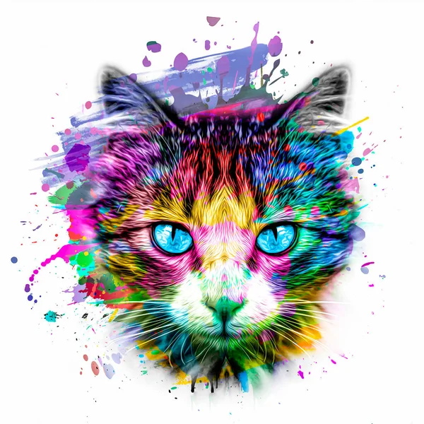 Абстрактна Барвиста Ілюстрація Дулової Кішки Концепція Графічного Дизайну Кольорового Мистецтва Ліцензійні Стокові Фото