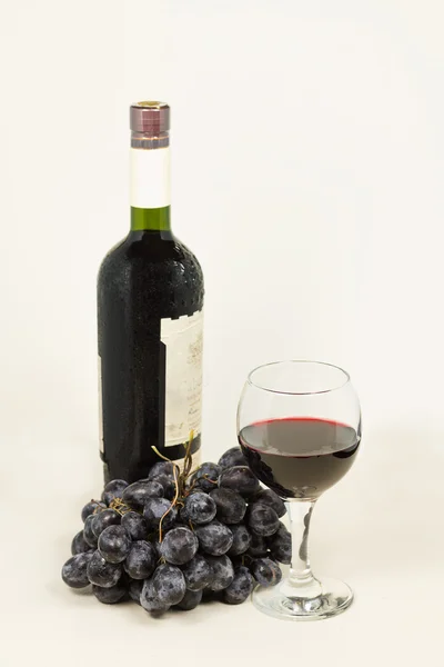 Una copa de vino tinto y uvas . —  Fotos de Stock