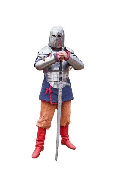 在中世纪的盔甲的武士 — 图库照片