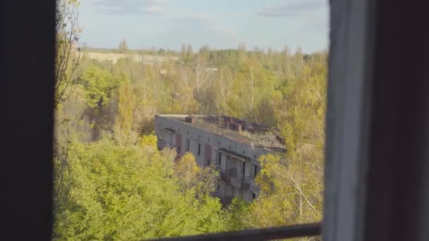 Terk Edilmiş Daireler Nsansız Bir Şehir Nükleer Santralde Felaket Ukrayna — Stok video