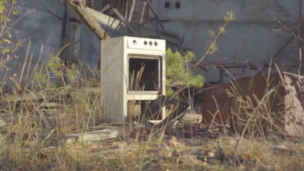 Εγκαταλελειμμένα Διαμερίσματα Μια Πόλη Χωρίς Ανθρώπους Καταστροφή Πυρηνικό Εργοστάσιο Ουκρανία — Αρχείο Βίντεο