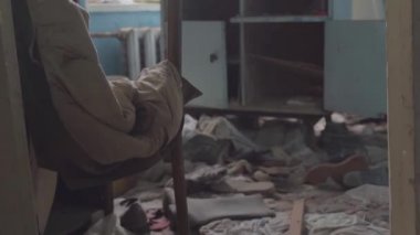 Terk edilmiş daireler. İnsansız bir şehir. Nükleer santralde felaket. Ukrayna. Pripyat.