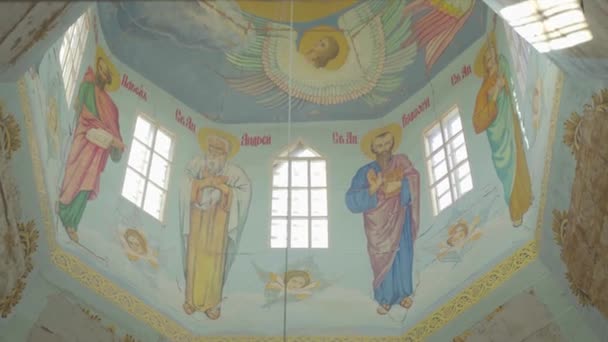 Повітряний Вид Церкву Чорнобильській Зоні Вид Зверху Церкву Чорнобильській Зоні — стокове відео