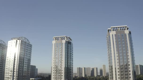 Megapolis Maisons Modernes Dans Ville Kiev Ukraine Aérien — Video