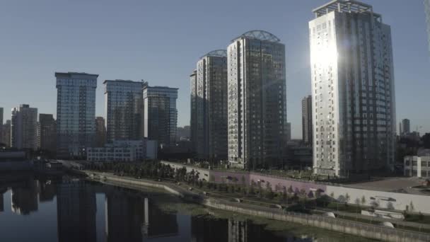 Megapolis Moderne Häuser Der Stadt Kiew Ukraine Luftfahrt — Stockvideo