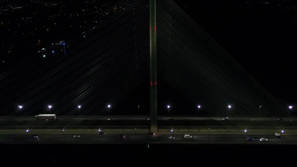 Nocne Miasto Kijów Ukraina Most Nad Rzeką Dniepru Południowy Most — Wideo stockowe