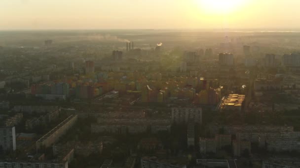 Distrito Rusanovka Plano Geral Cidade Kiev Ucrânia Verão Drone Vídeo — Vídeo de Stock