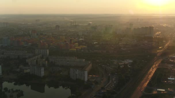 Okręg Rusanovka Ogólny Plan Miasto Kijów Ukraina Latem Wideo Drona — Wideo stockowe