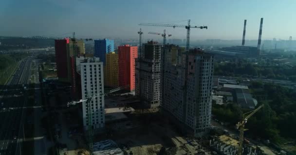 Megápolis Casas Modernas Edificios Nuevos Kiev Ucrania — Vídeo de stock