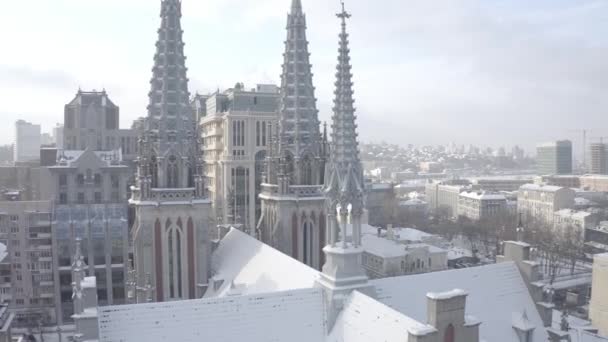 Catedral Estilo Gótico Invierno Iglesia San Nicolás Kiev Ucrania Iglesia — Vídeo de stock
