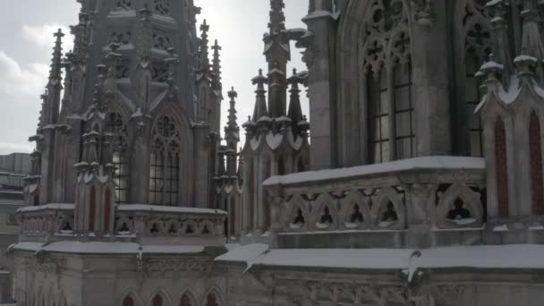 Gotiska Stil Katedralen Vintern Sankt Nicolas Kyrka Kiev Ukraina Romersk — Stockvideo