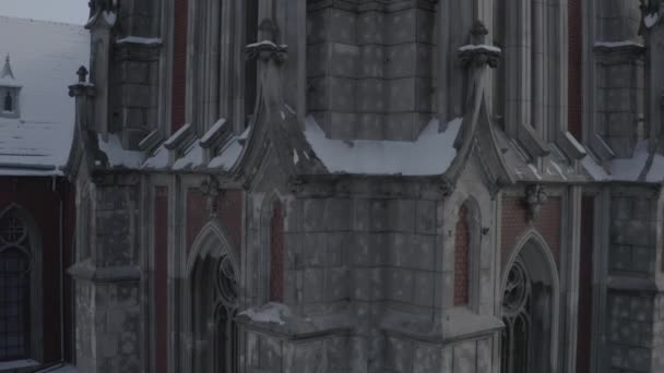 Zimą Katedra Stylu Gotyckim Kościół Mikołaja Kijowie Ukraina Kościół Rzymskokatolicki — Wideo stockowe