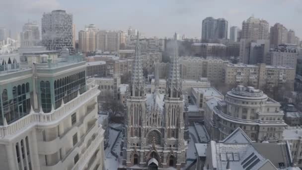 Καθεδρικός Ναός Γοτθικού Ρυθμού Χειμώνα Εκκλησία Του Αγίου Νικολάου Στο — Αρχείο Βίντεο