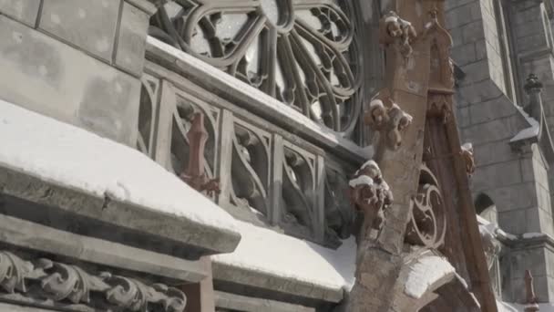 Gothic Style Cathedral Winter Saint Nicolas Church Kyiv Ukraine Roman — Stock Video