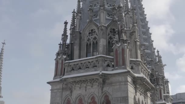 Kışın Gotik Tarzı Katedral Ukrayna Kyiv Deki Aziz Nicolas Kilisesi — Stok video