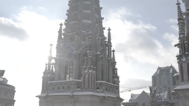 Собор Готическом Стиле Зимой Церковь Святого Николая Киеве Украина Римско — стоковое видео
