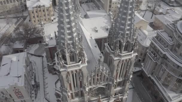 Catedral Estilo Gótico Invierno Iglesia San Nicolás Kiev Ucrania Iglesia — Vídeos de Stock