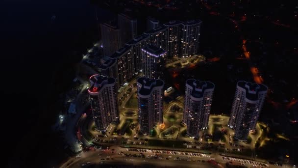 Megapolis Modern Houses City Kyiv Ukraine Night Aerial — Stock Video