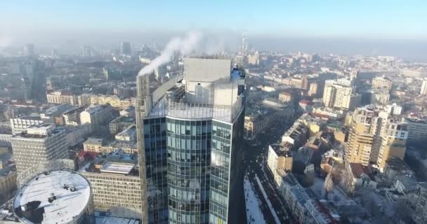 Ucrania Megápolis Casas Modernas Ciudad Kiev Aérea Invierno — Vídeos de Stock