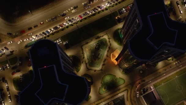 Megapolis Rumah Modern Kota Kyiv Ukraina Selamat Malam Aerial — Stok Video