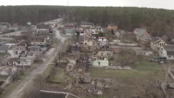 Voitures Abandonnées Près Pont Détruit Traversant Rivière Irpin Guerre Ukraine — Video