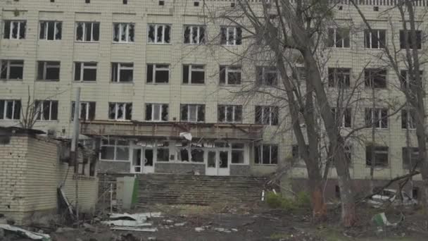 Zničil Budovy Leteckém Úderu Město Irpin Válka Ukrajině — Stock video