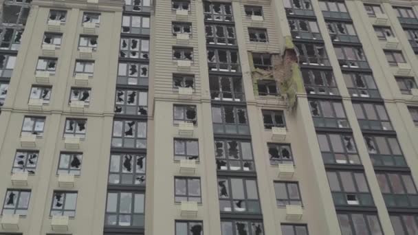 Destruiu Edifícios Após Ataque Aéreo Cidade Irpin Guerra Ucrânia — Vídeo de Stock
