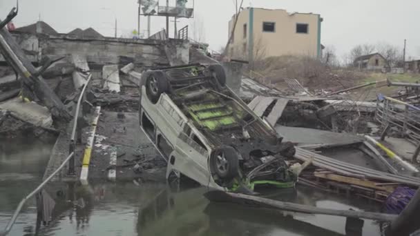 Irpin Ucrania 2022 Cosas Abandonadas Los Habitantes Ciudad Irpin Después — Vídeo de stock