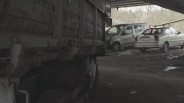 Irpin Ukraine 2022 Verlassene Schussautos Krieg Der Ukraine Die Bombardierung — Stockvideo