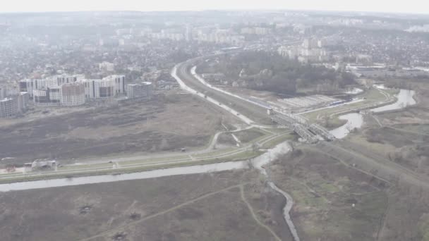 Explodierte Eisenbahnbrücke Krieg Der Ukraine Stadt Irpin — Stockvideo