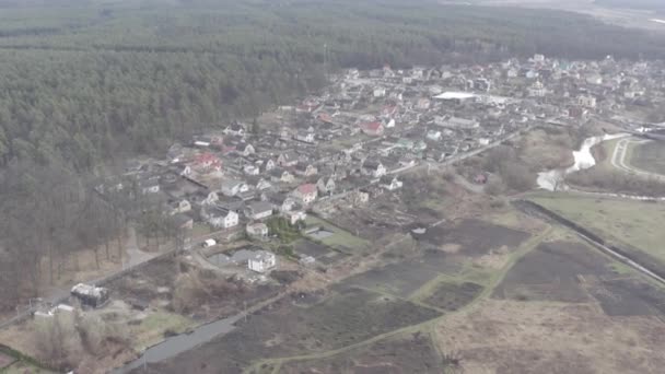 Zerstörte Gebäude Nach Einem Luftangriff Stadt Irpin Krieg Der Ukraine — Stockvideo