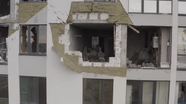 Destruyó Edificios Después Ataque Aéreo Ciudad Irpin Guerra Ucrania — Vídeo de stock