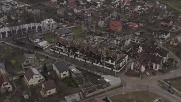 Destruiu Edifícios Após Ataque Aéreo Cidade Irpin Guerra Ucrânia — Vídeo de Stock