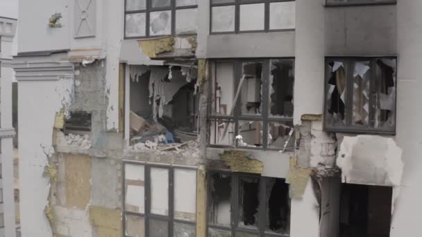 Destruiu Edifícios Após Ataque Aéreo Cidade Irpin Guerra Ucrânia — Vídeo de Stock
