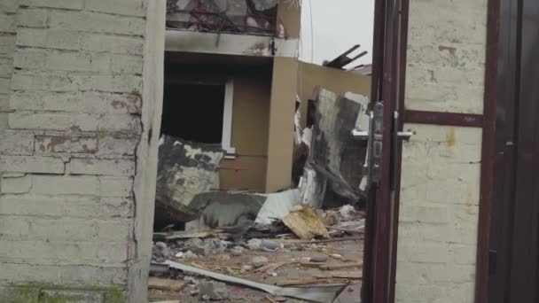 Hava Saldırısından Sonra Binaları Yıktılar Irpin Şehri Ukrayna Savaş — Stok video