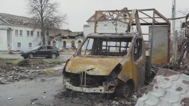 Спалене Обладнання Після Повітряного Удару Місту Ірпін — стокове відео