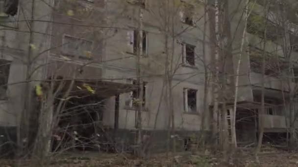 Pripyat Panorama Chernobyl Exclusion Zone Autumn Abandoned Buildings Ukraine — Stock Video