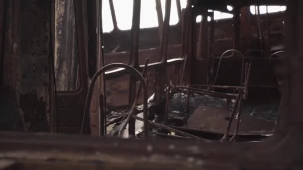 Заброшенное Ржавое Радиоактивное Оборудование Советского Союза Кладбище Техники Рассохе Чернобыль — стоковое видео