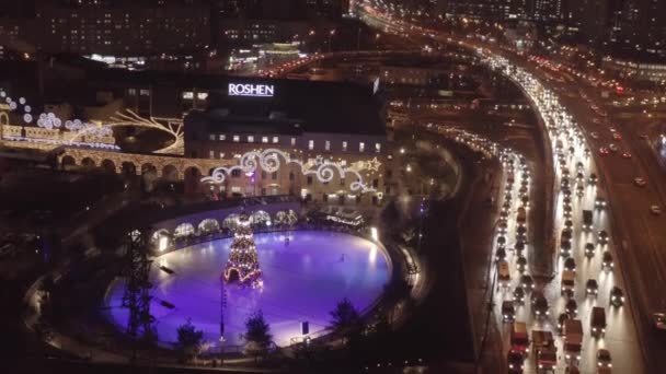 Árvore Ano Novo Kiev Férias Uma Árvore Natal Lindamente Decorada — Vídeo de Stock