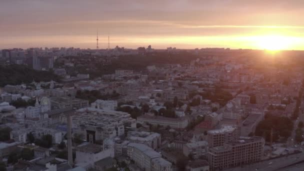 Podol Ist Ein Altes Viertel Der Stadt Kiew Sonnenuntergang Sommer — Stockvideo