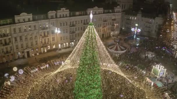 Widok Lotu Ptaka Główną Choinkę Ukrainy Znajduje Się Placu Sofiiska — Wideo stockowe