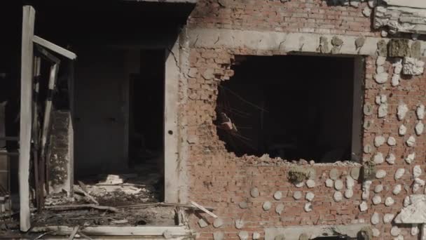 Casa Moderna Residencial Destruída Após Ataque Aéreo Guerra Ucrânia Uma — Vídeo de Stock