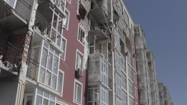 Destroyed Residential Modern House Air Attack War Ukraine Catastrophe Holes — 비디오