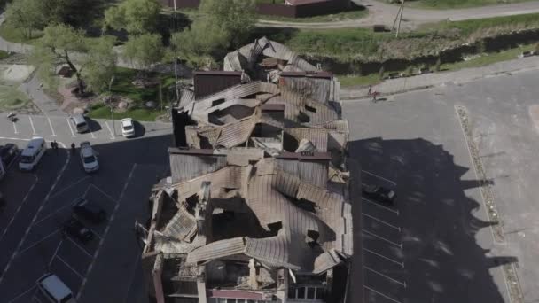 Destroyed Residential Modern House Air Attack War Ukraine Catastrophe Holes — Vídeos de Stock