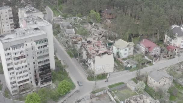 Destruction Air Strike Residential Buildings Civilians War Ukraine Destroyed Houses — стокове відео