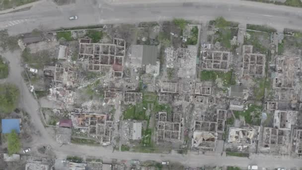 Destruction Air Strike Residential Buildings Civilians War Ukraine Destroyed Houses — Vídeo de Stock