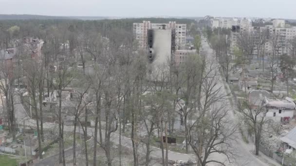 Destruction Air Strike Residential Buildings Civilians War Ukraine Destroyed Houses — Vídeo de stock