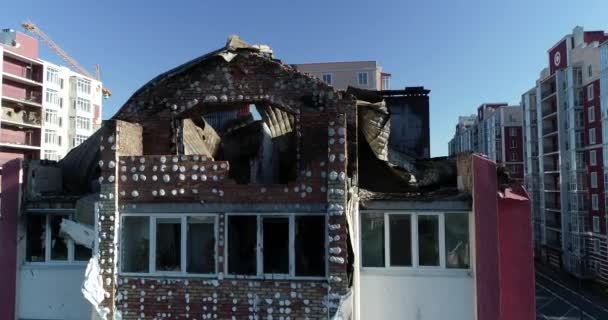 Destroyed Residential Modern House Air Attack War Ukraine Catastrophe Holes — Vídeos de Stock