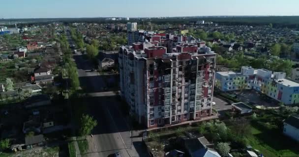 Casa Residencial Moderna Destruida Después Del Ataque Aéreo Guerra Ucrania — Vídeos de Stock