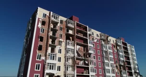 Distrutto Residenziale Casa Moderna Dopo Attacco Aereo Guerra Ucraina Catastrofe — Video Stock